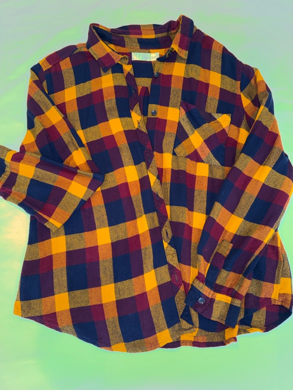 Time and Tru Plaid Shirt in Mustard, Navy & Burgundy